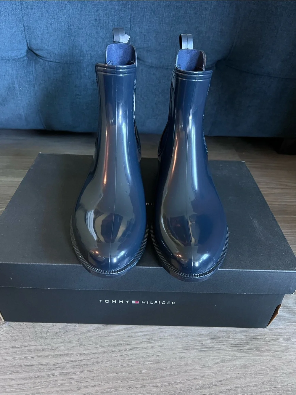 NWT Tommy Hilfiger Navy Blue Chelsea Rain Boots with Chevron Detail